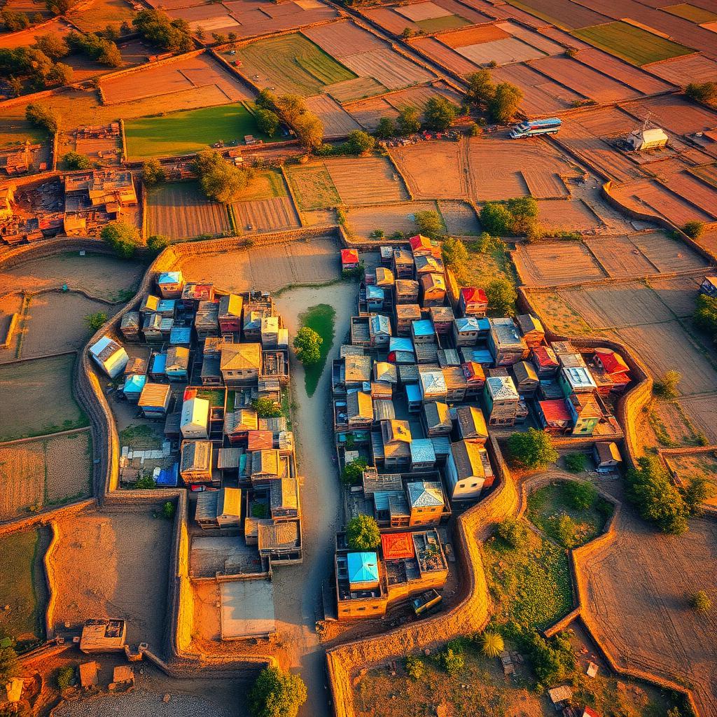 Aerial view of an Indian village served by JSS Global agents